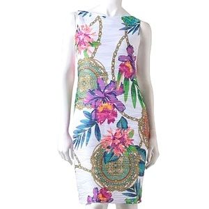 Jennifer Lopez JLo Womens Floral Pintuck Sheath Dress